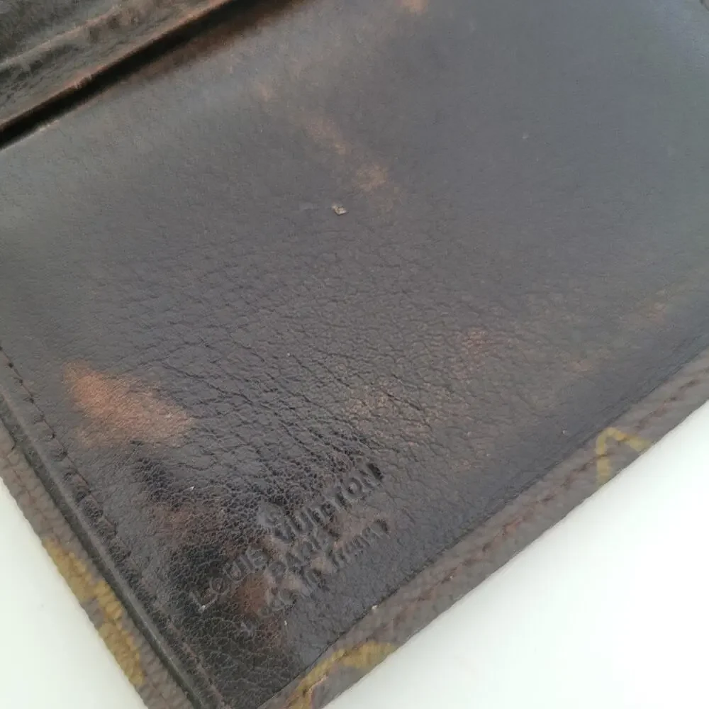 LOUIS VUITTON LV Vintage Unisex Leather ID Card Wallet Brown Bifold Small‎ 70s